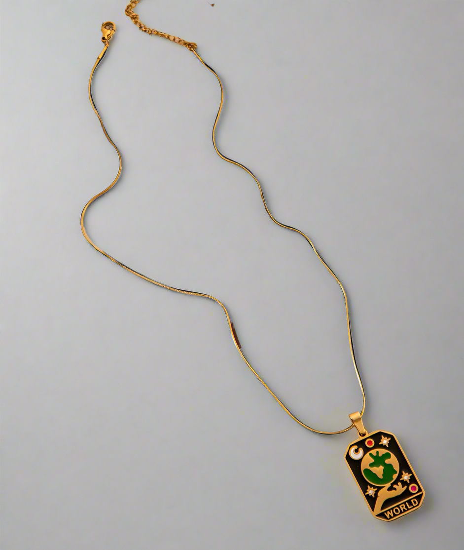 Hecate Oil Drip Tarot Card Necklaces / 18K Gold Plated - Nina Kane Jewellery
