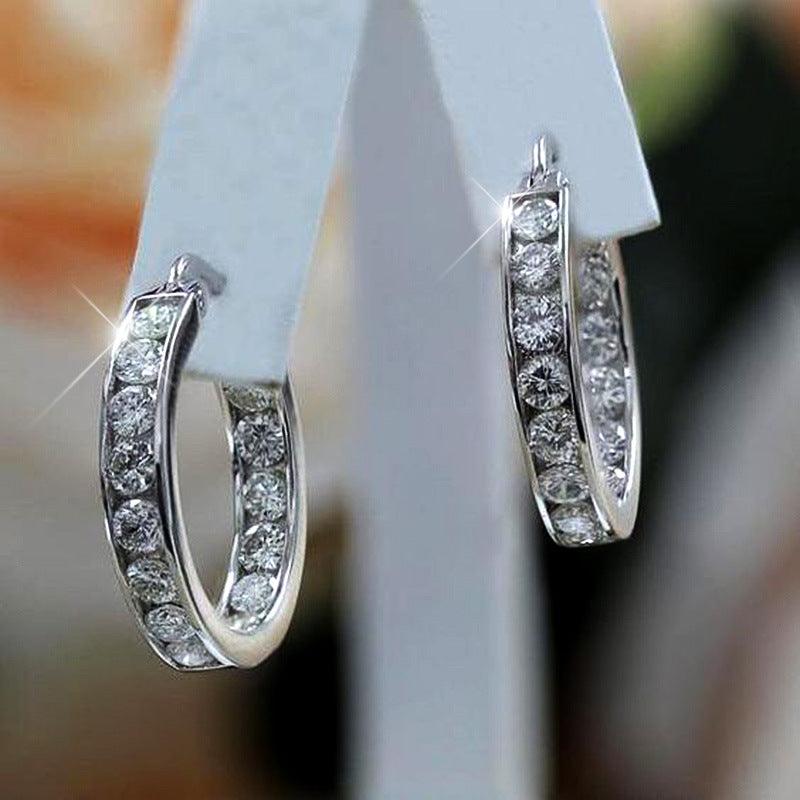 Leona Diamond Zircon Hoops / 925 Sterling Silver - Nina Kane Jewellery