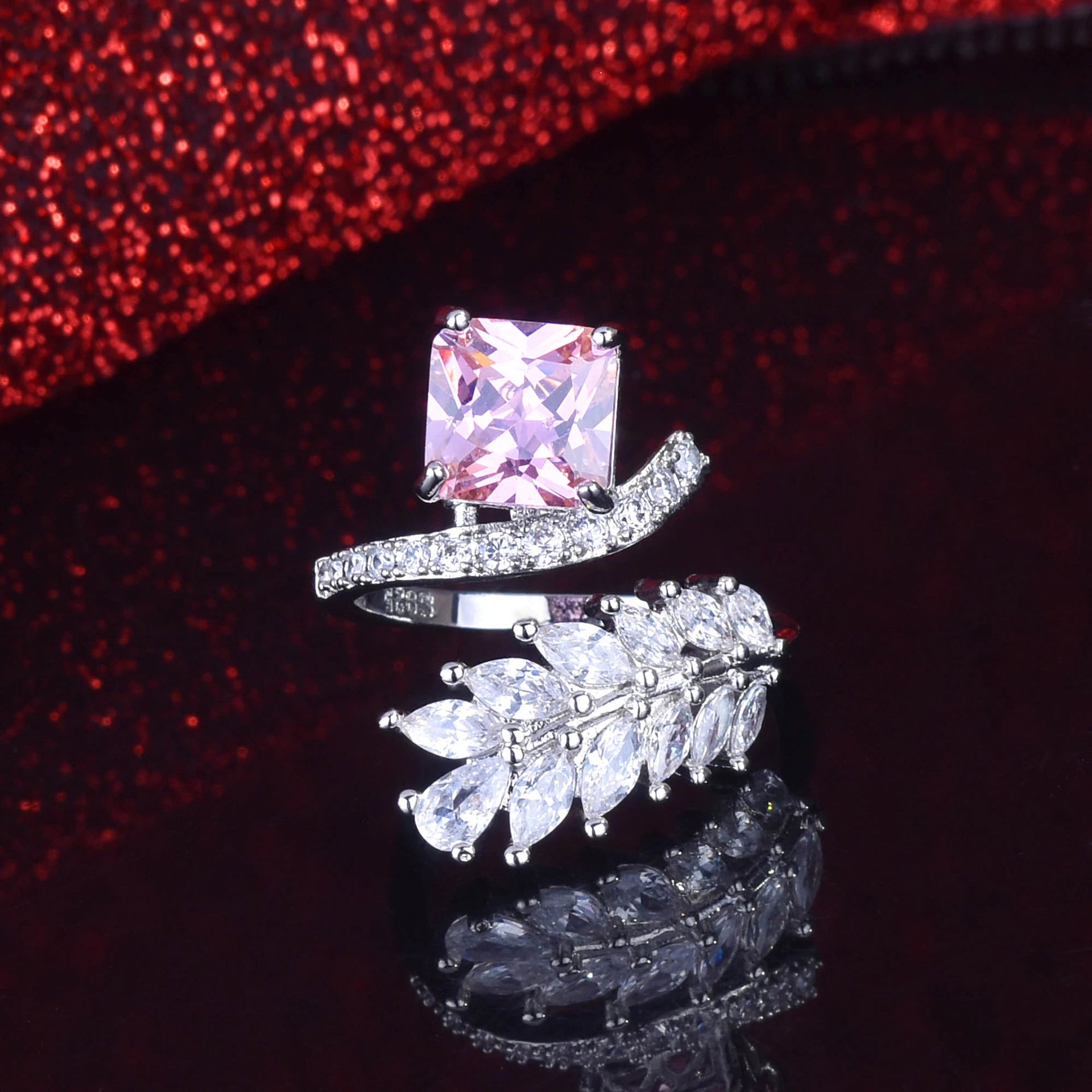 Louella Royal Leaf Diamond Rings / 925 Sterling Silver - Nina Kane Jewellery