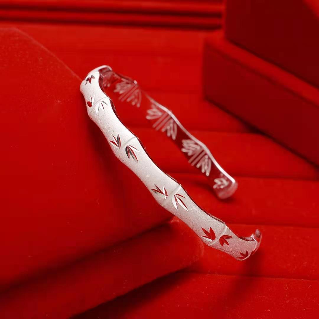 Carmen Luxury Frosted Bamboo Leaf Bangle / 925 Sterling Silver - Nina Kane Jewellery