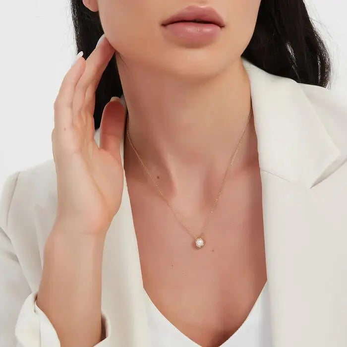 Megan Pearl Gold Necklace / Stainless Steel - Nina Kane Jewellery