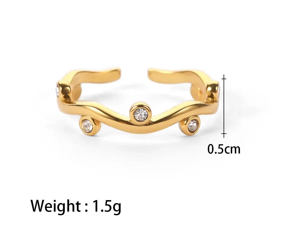 Mercia Willow Leaf Ring / 18K Gold Plated - Nina Kane Jewellery