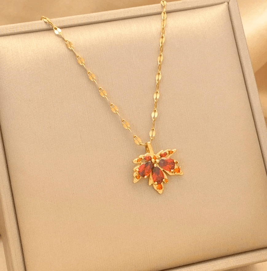 Matilda Maple Leaf Necklace / Stainless Steel - Nina Kane Jewellery