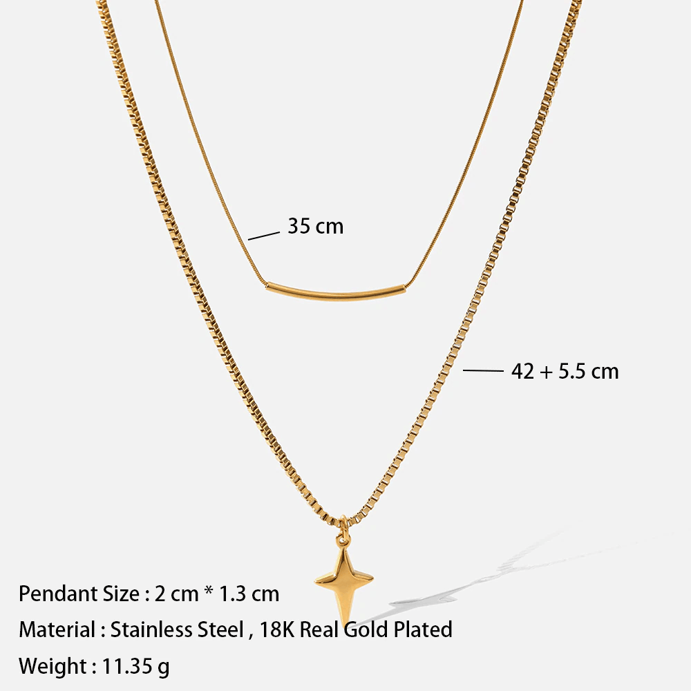 Lianna Star Double Chain / 18K Gold Plated - Nina Kane Jewellery