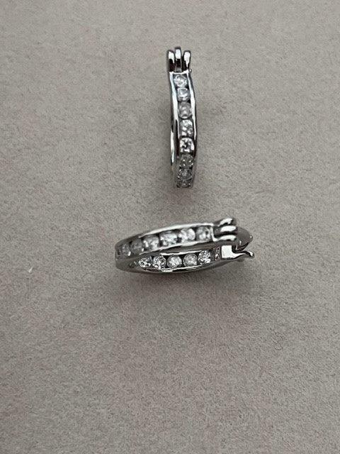 Leona Diamond Zircon Hoops / 925 Sterling Silver - Nina Kane Jewellery