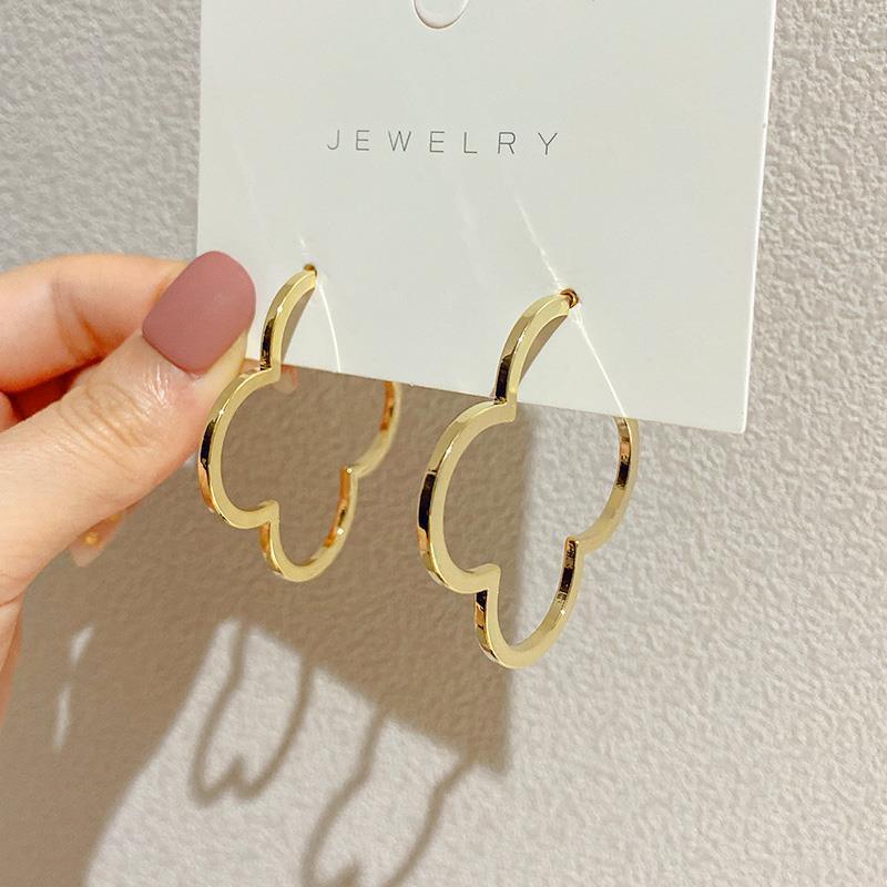 Rochelle Clover Hoop Earrings / Gold Plated - Nina Kane Jewellery