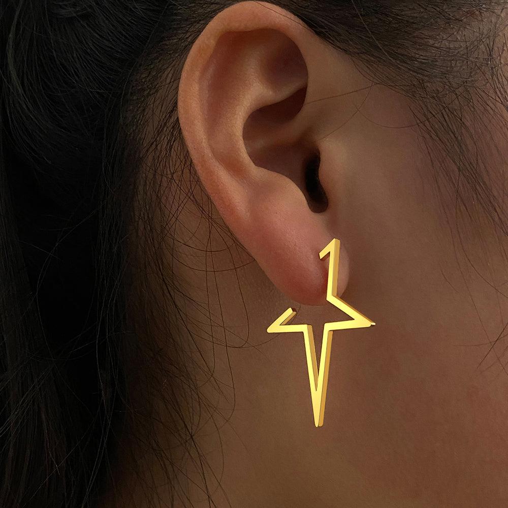 Georgia Star Shaped Hoop Earrings / Stainless Steel - Nina Kane Jewellery