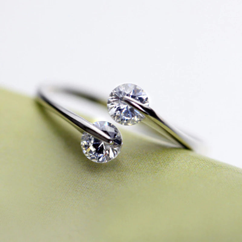 Evelyn Double Stone Ring/ 925 Sterling Silver - Nina Kane Jewellery