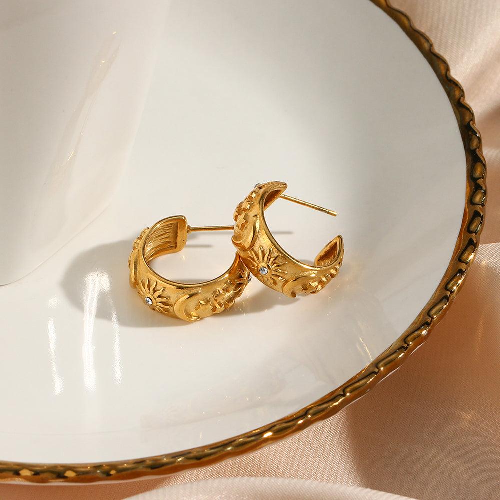Jordan Celestial Hoop Earrings / Stainless Steel - Nina Kane Jewellery