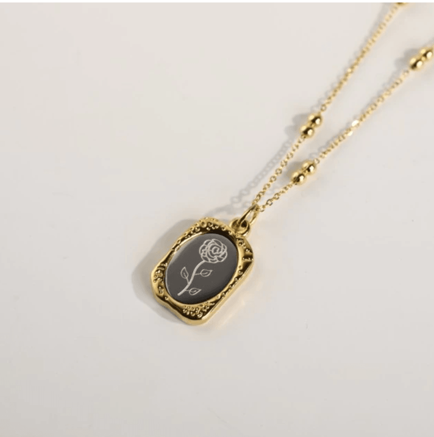 Estelle Vintage Romantics Rose Pendant / Stainless Steel - Nina Kane Jewellery