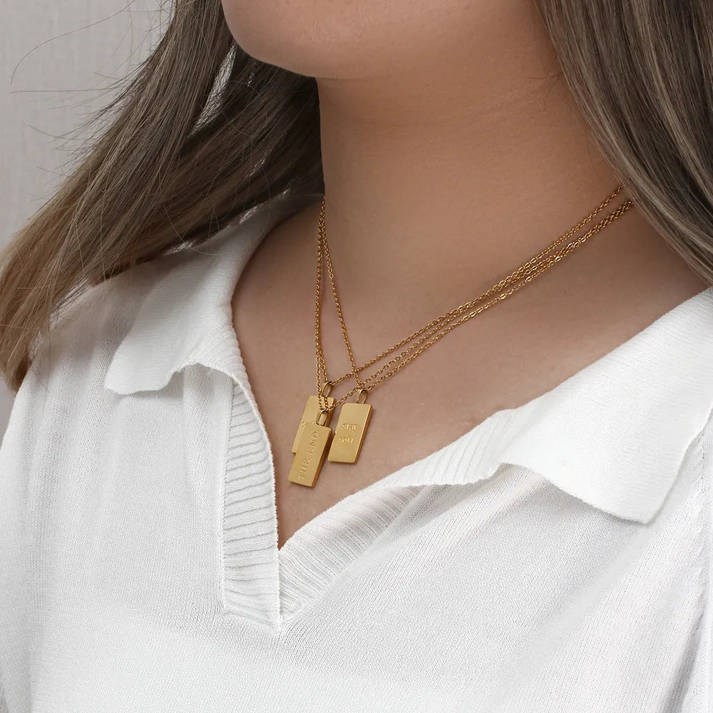 Demeter Feel Good Square Pendants / 18K Gold Plated - Nina Kane Jewellery