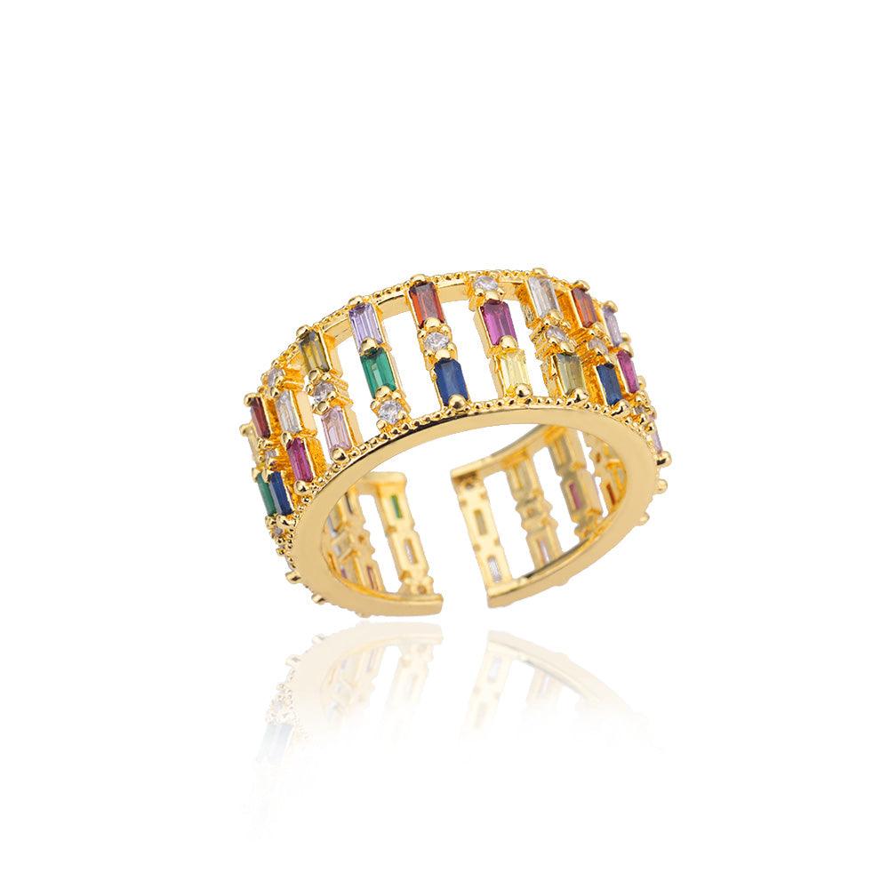 Tallulah Geometric Rainbow Ring / Stainless Steel - Nina Kane Jewellery