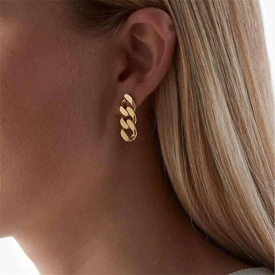 Marcia Cuban Link Drop Earrings / Stainless Steel - Nina Kane Jewellery