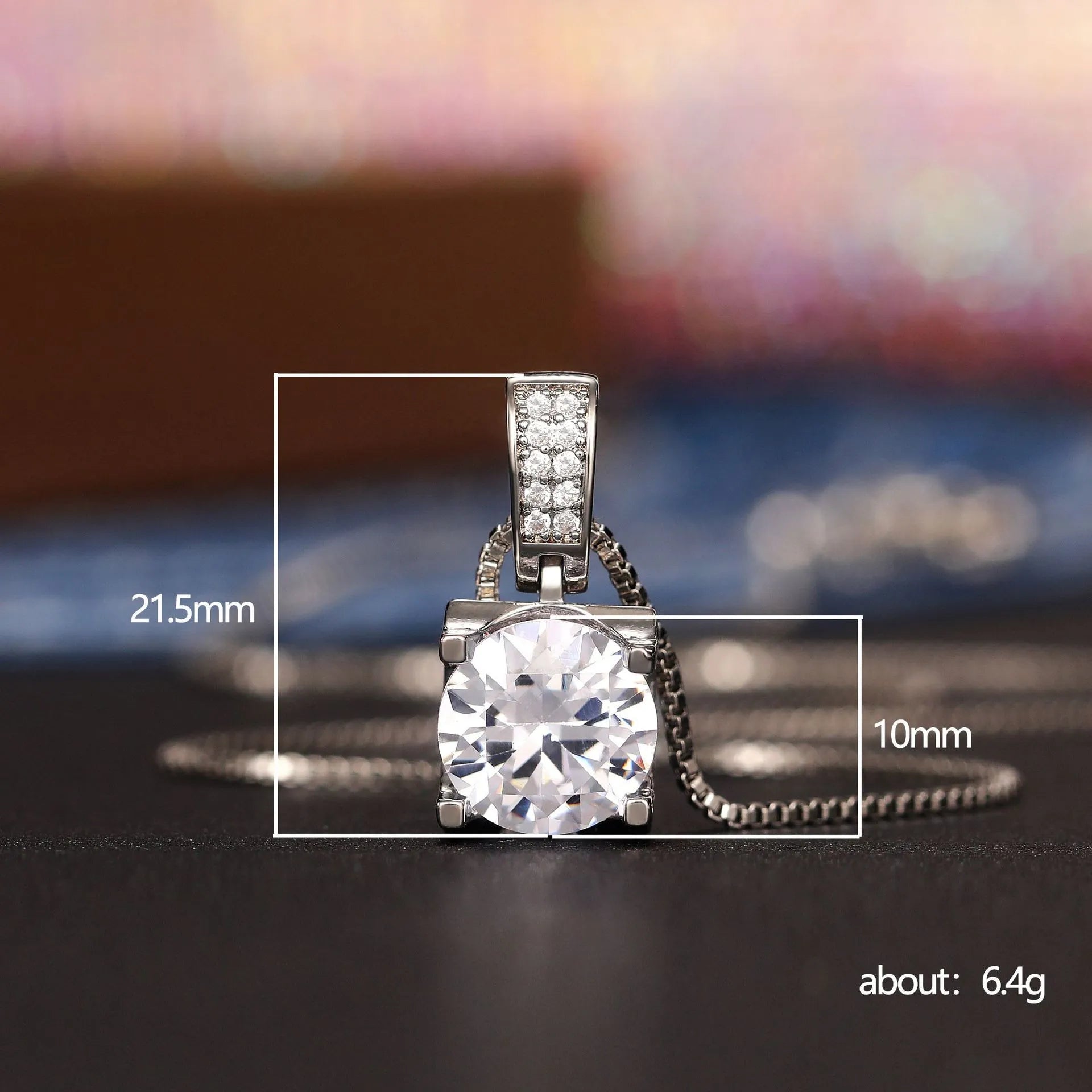 Rosalie Square Diamond Necklace / 925 Silver Plated - Nina Kane Jewellery