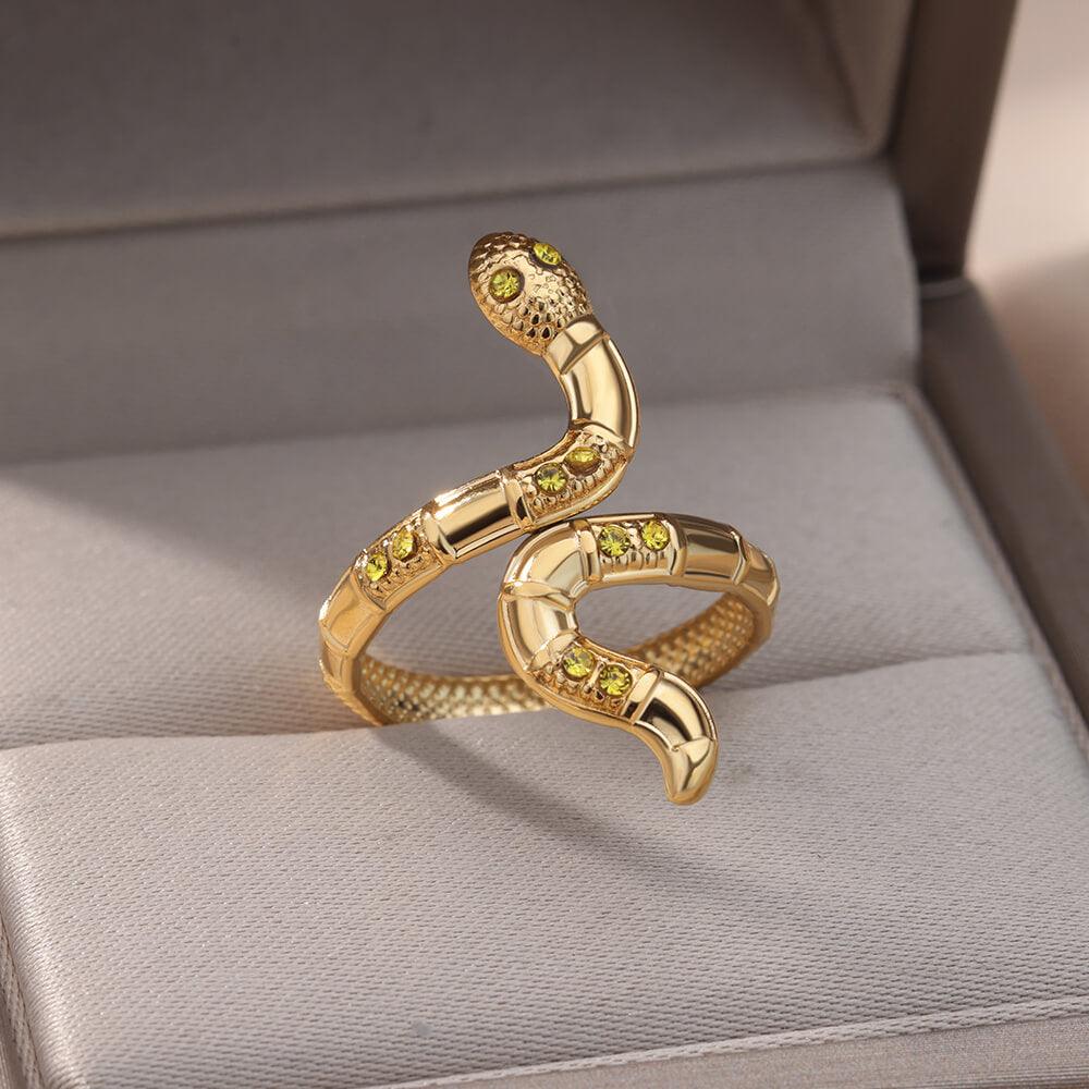 Wendy Crystal Snake Rings / Stainless Steel - Nina Kane Jewellery