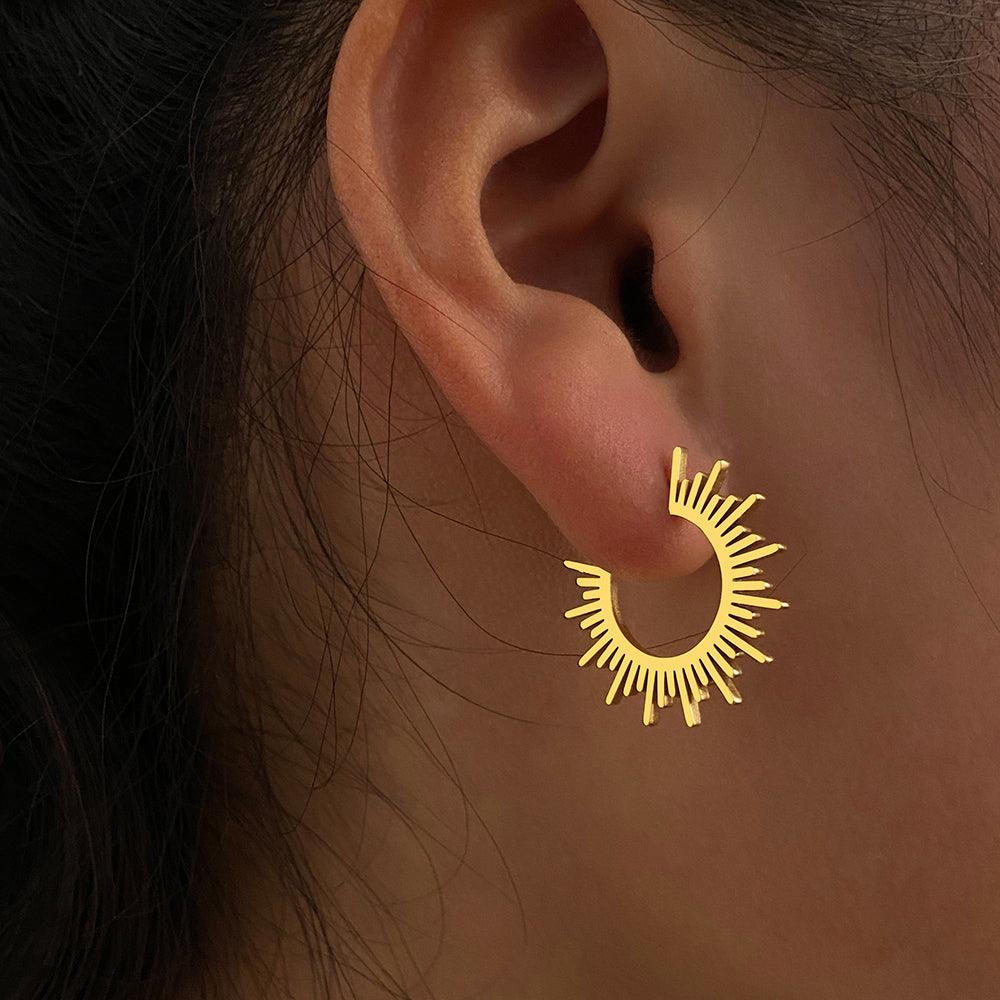 Eliza Starburst Hoop Earrings / Stainless Steel - Nina Kane Jewellery