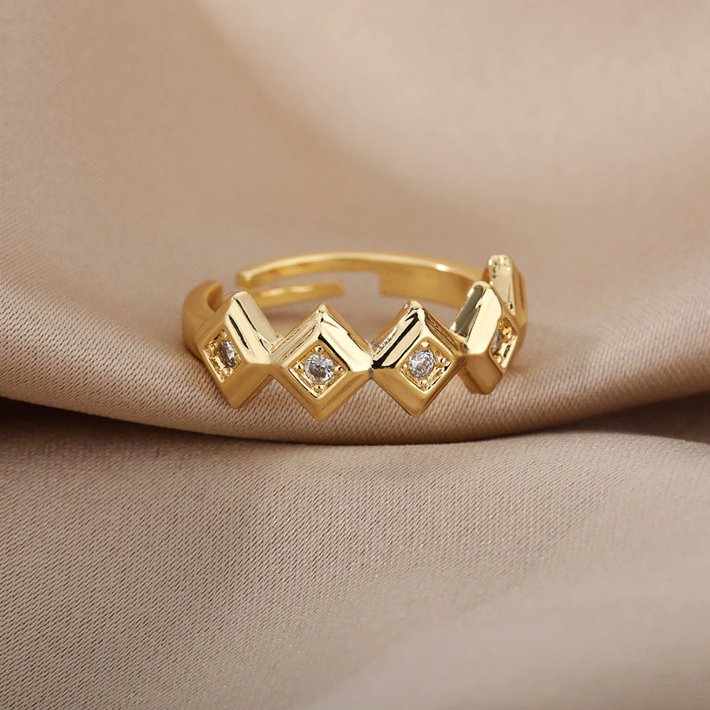 Soraya Adjustable Bijoux Zircon Ring / Stainless Steel - Nina Kane Jewellery