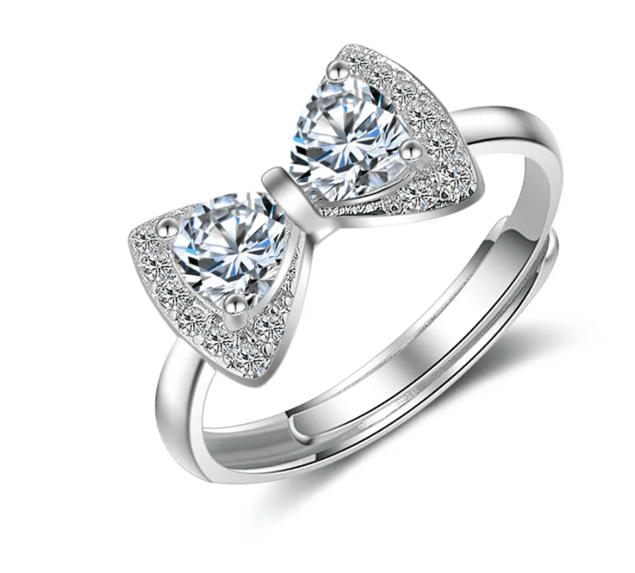 Leila Silver Diamond Bow Rings / 925 Sterling Silver - Nina Kane Jewellery