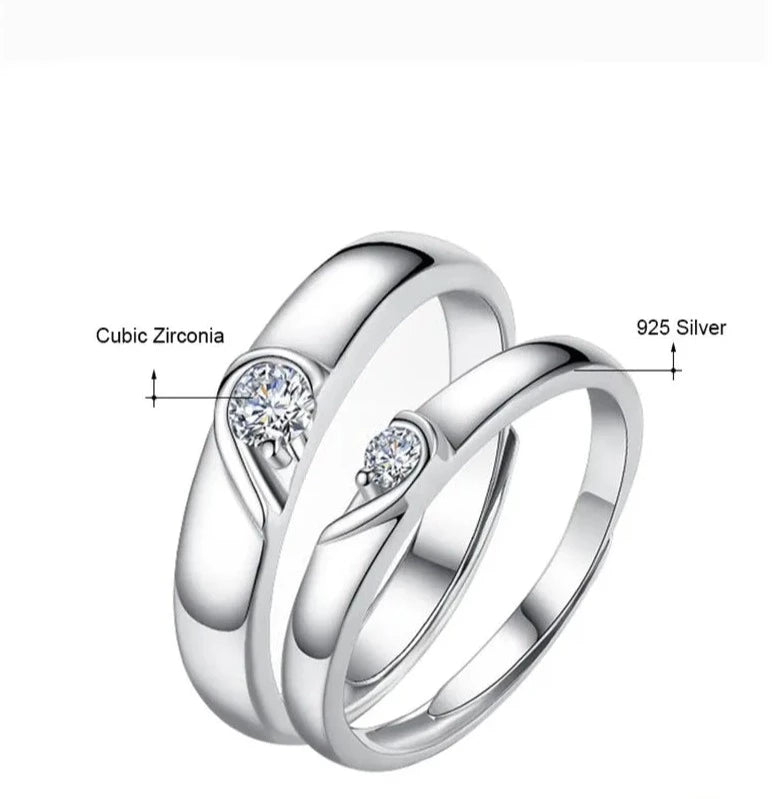 The Heartbeat Promise Couple Rings / 925 Sterling Silver - Nina Kane Jewellery