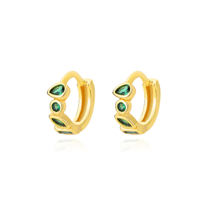 Green Liliana Petite Teardrop Huggies / Stainless Steel - Nina Kane Jewellery