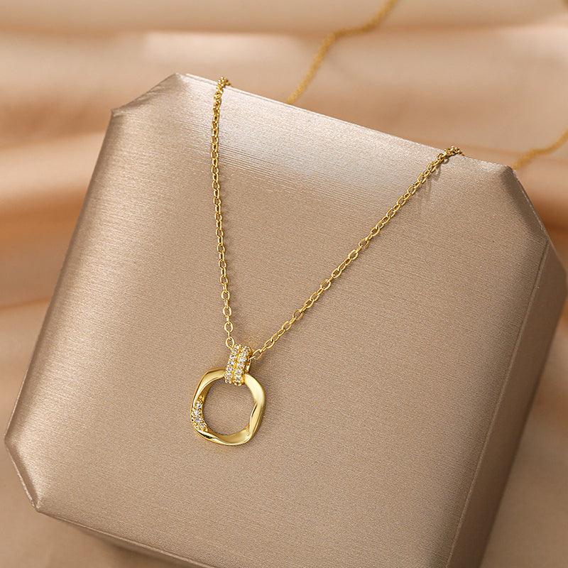 Diana Irregular Square Pendant / Stainless Steel - Nina Kane Jewellery