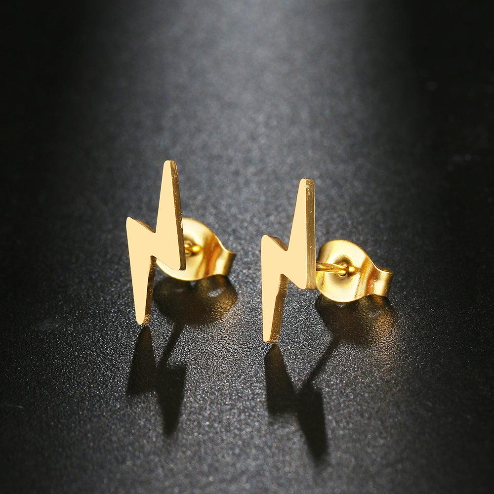 Kamara Lighting Bolt Stud Earrings / Stainless Steel - Nina Kane Jewellery