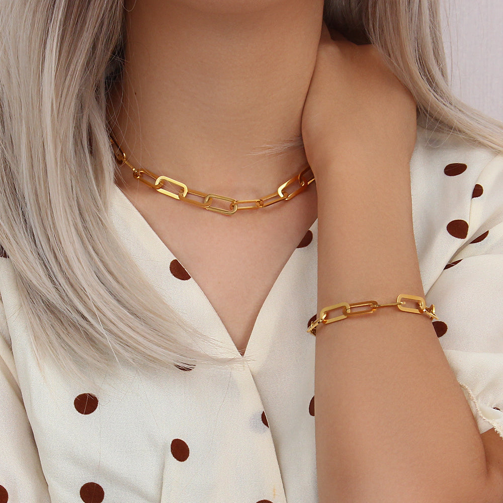 Aurora Minimalist Clip Chain Bracelet / 18K Gold Plated - Nina Kane Jewellery