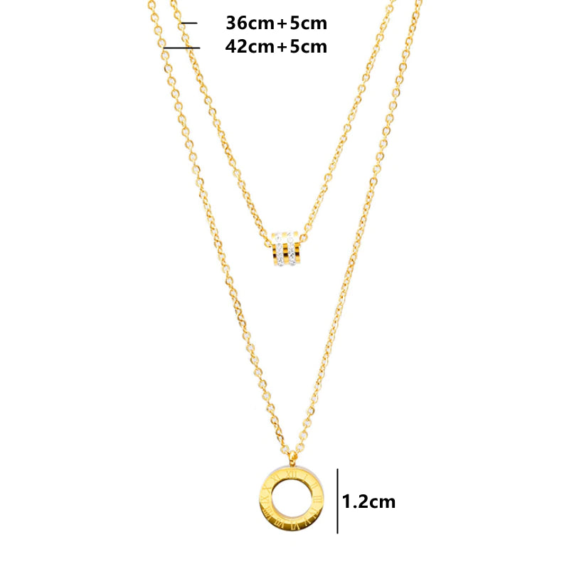 Emmeline Double Pendant Necklace / Stainless Steel - Nina Kane Jewellery
