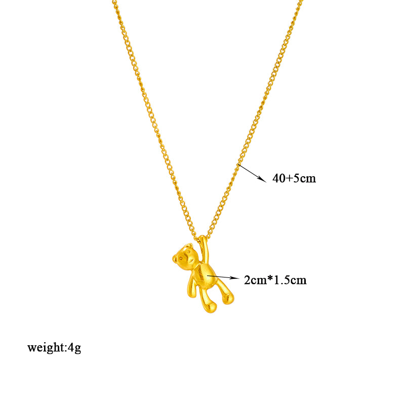 Imogen Teddy Bear Pendant Necklace / Stainless Steel
