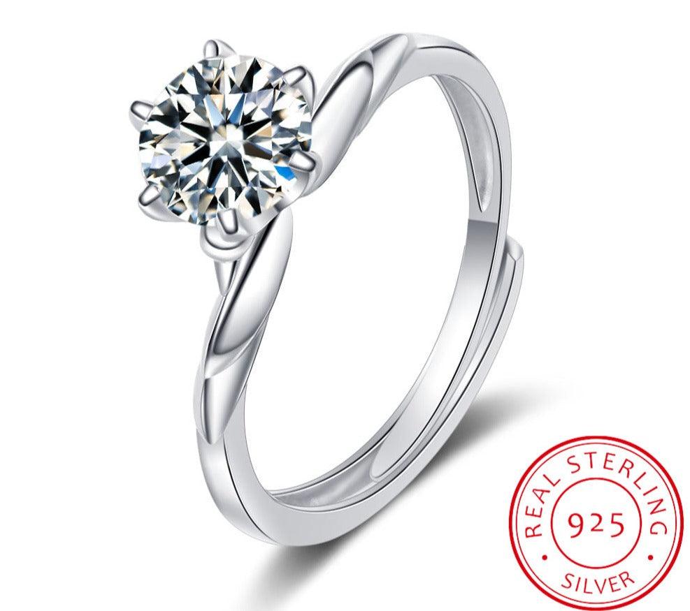 Kate Solitaire Diamond Ring / 925 Sterling Silver - Nina Kane Jewellery