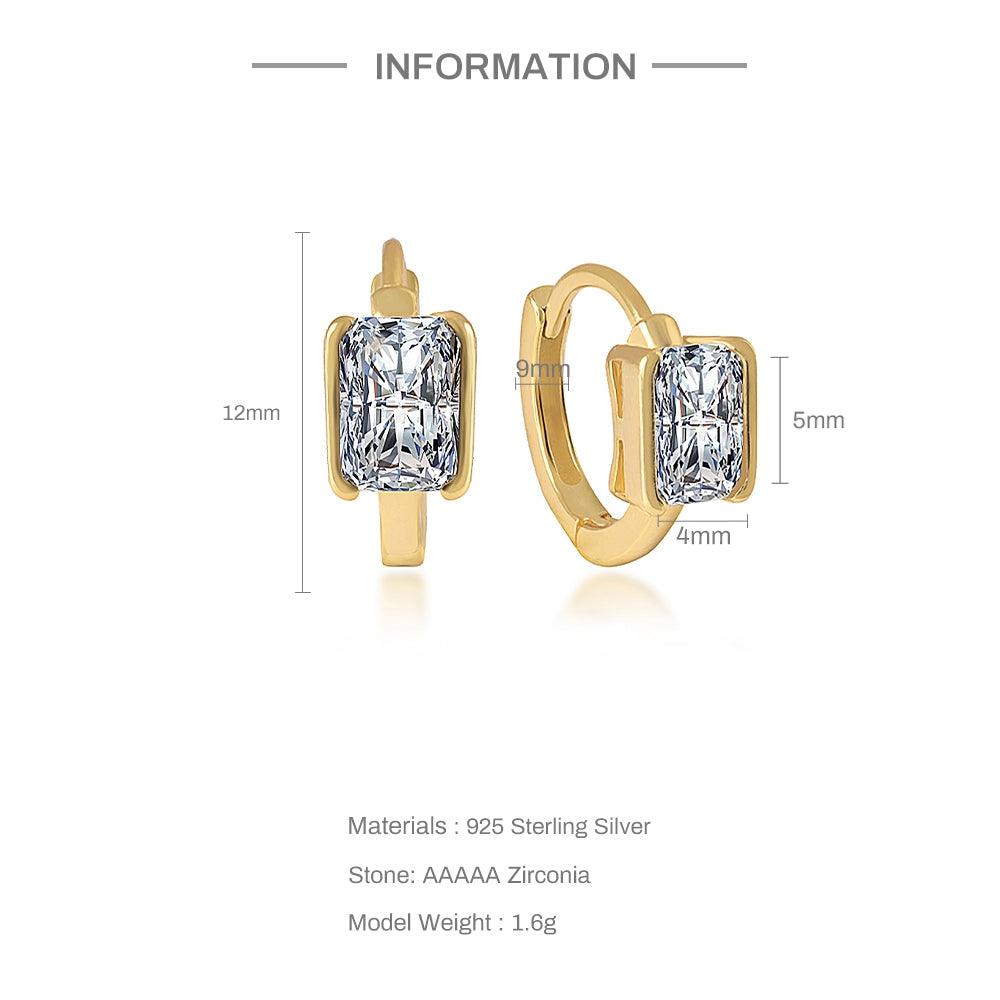 Calia Diamond Huggie Earrings / 925 Sterling Silver - Nina Kane Jewellery