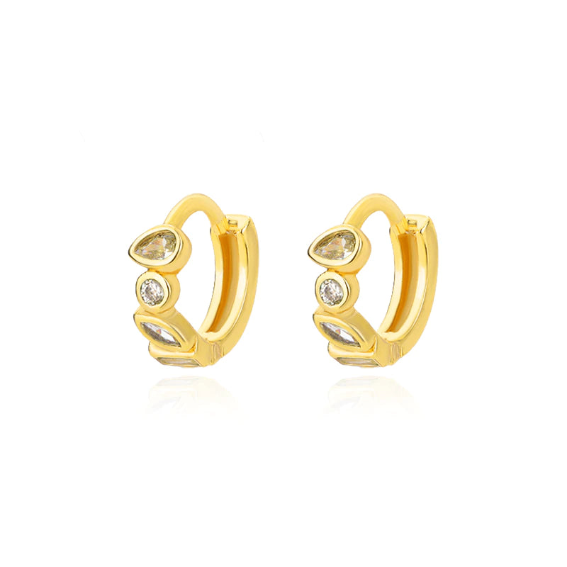 White Liliana Petite Teardrop Huggies / Stainless Steel - Nina Kane Jewellery