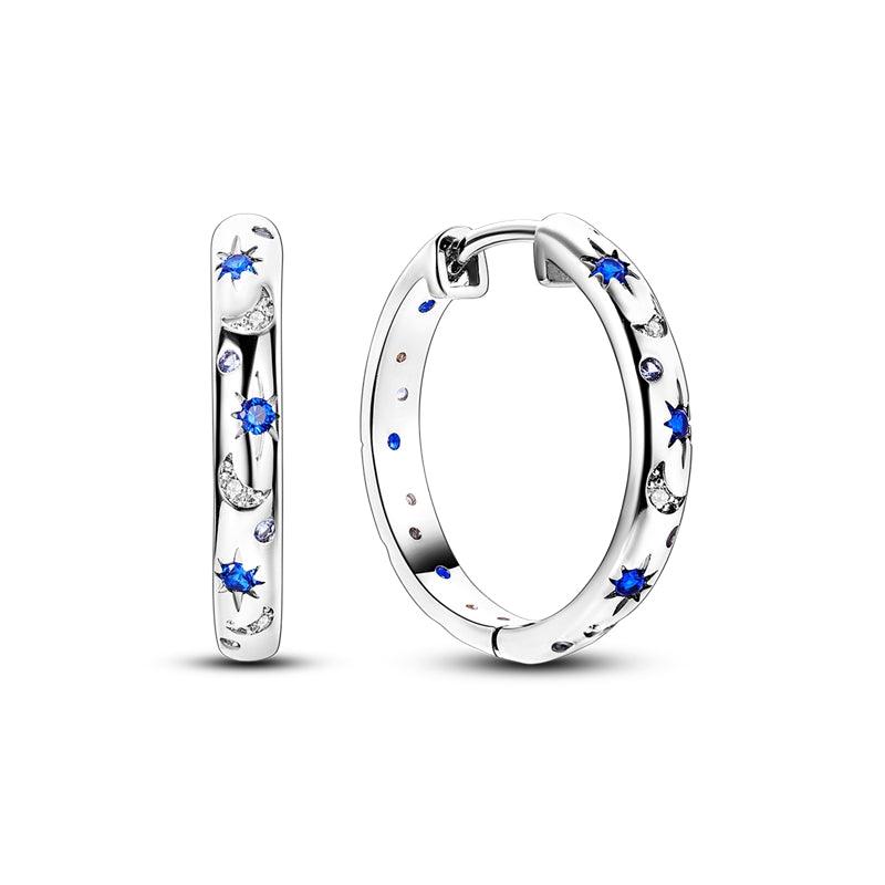 Althea Starry Sky Hoop Earrings / 925 Sterling Silver - Nina Kane Jewellery