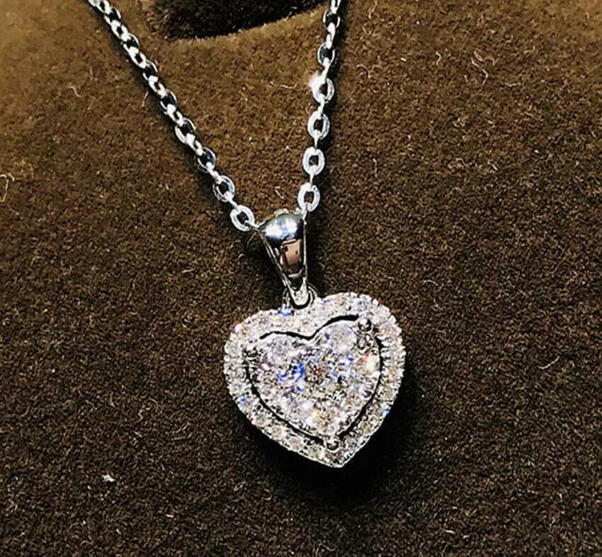Tavira Diamond Heart Necklace / 925 Sterling Silver - Nina Kane Jewellery