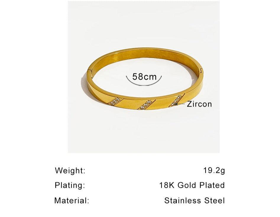 Kelani Minimalist Diamond Bangle / 18K Gold Plated - Nina Kane Jewellery