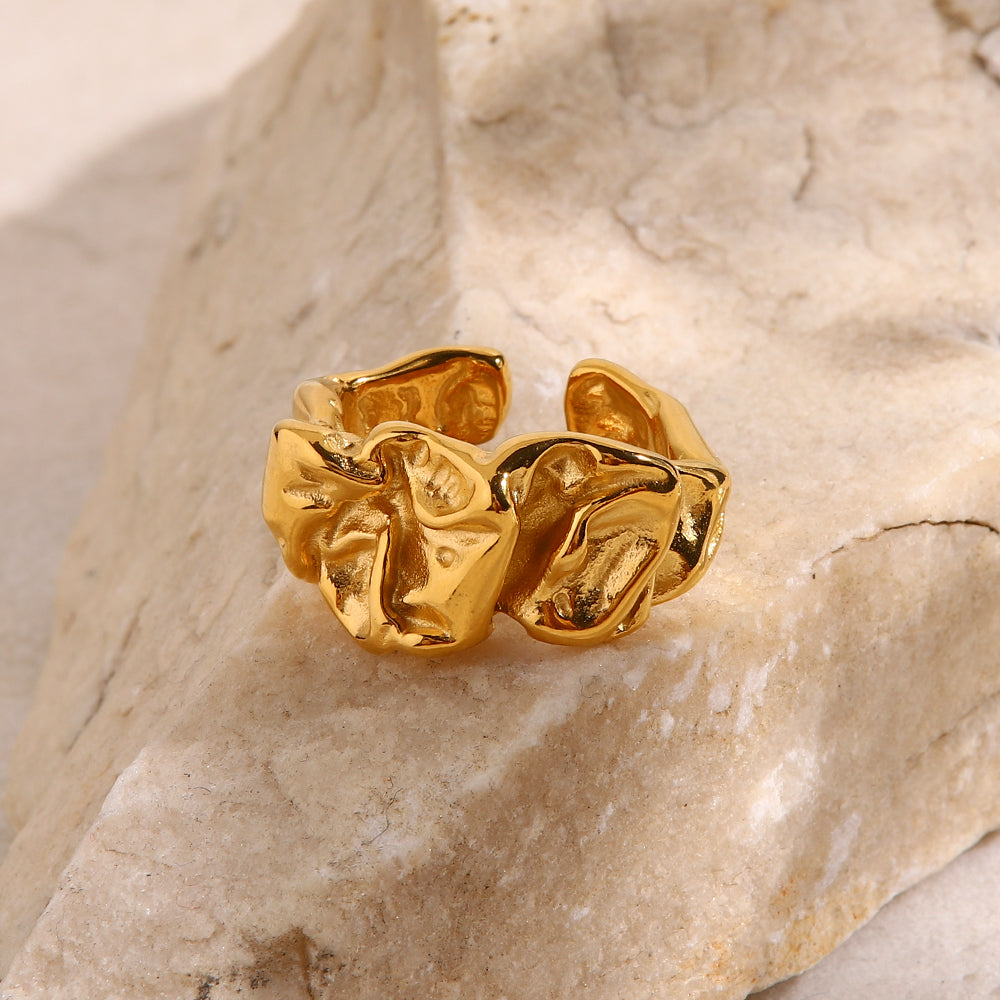 Milla Crumpled Chunky Ring / 18K Gold Plated - Nina Kane Jewellery