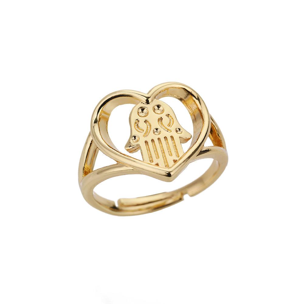 Fatima Heart Shaped Ring / Stainless Steel - Nina Kane Jewellery