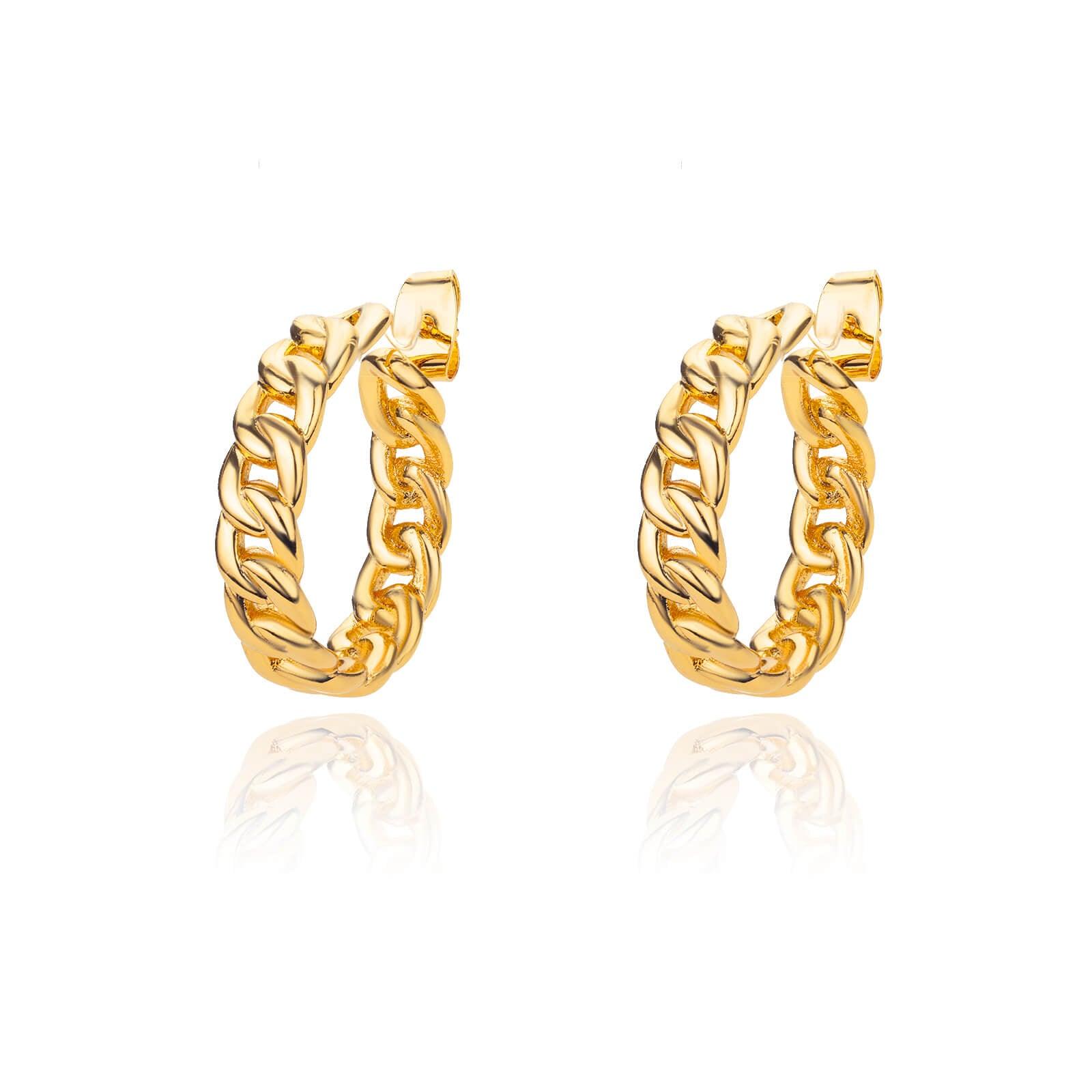 Misande Cuban Link Hoop Earrings / Stainless Steel - Nina Kane Jewellery