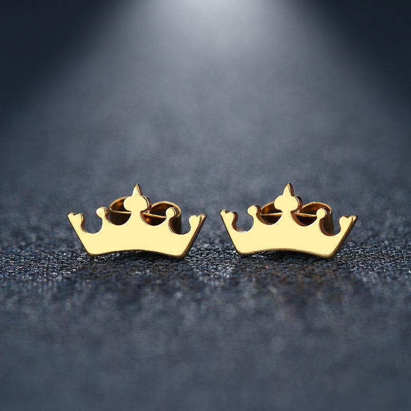 Jordan Mini Crown Stud Earrings / Stainless Steel - Nina Kane Jewellery