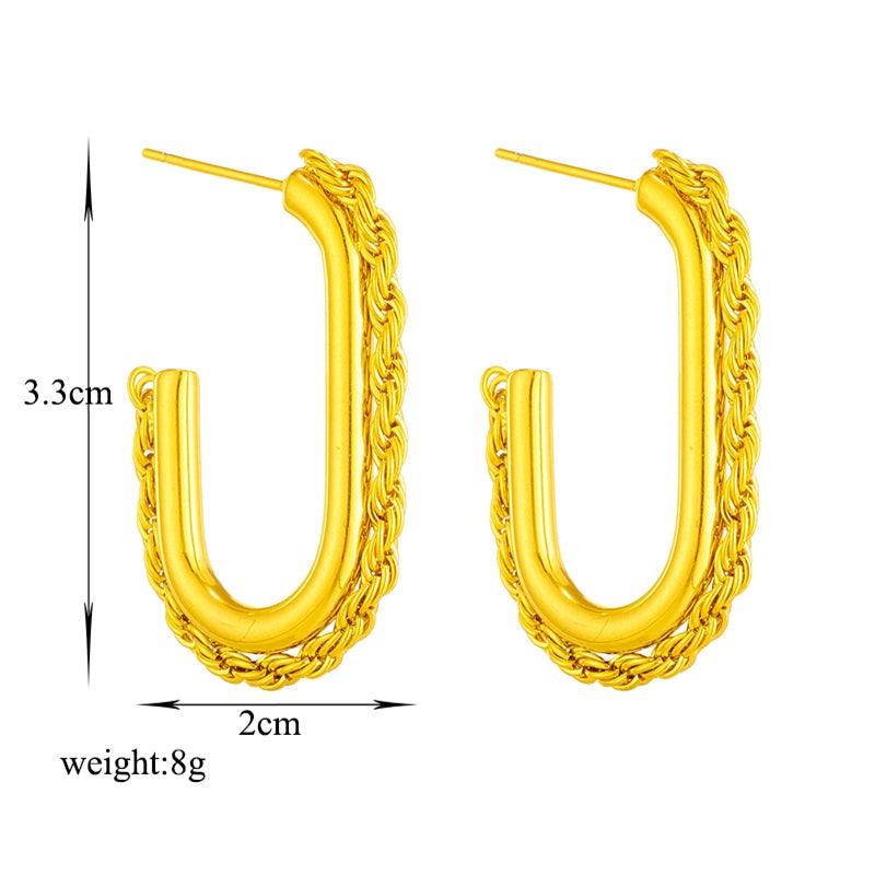 Jasmine Twist U Shape Earrings / Stainless Steel - Nina Kane Jewellery