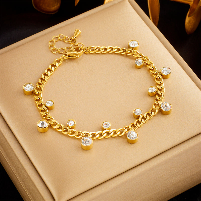 Robyn Diamond Cuban Link Chain Bracelet / Stainless Steel - Nina Kane Jewellery