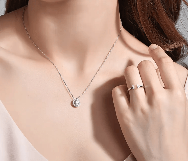 Celeste Classic Diamond Necklace / 925 Sterling Silver - Nina Kane Jewellery