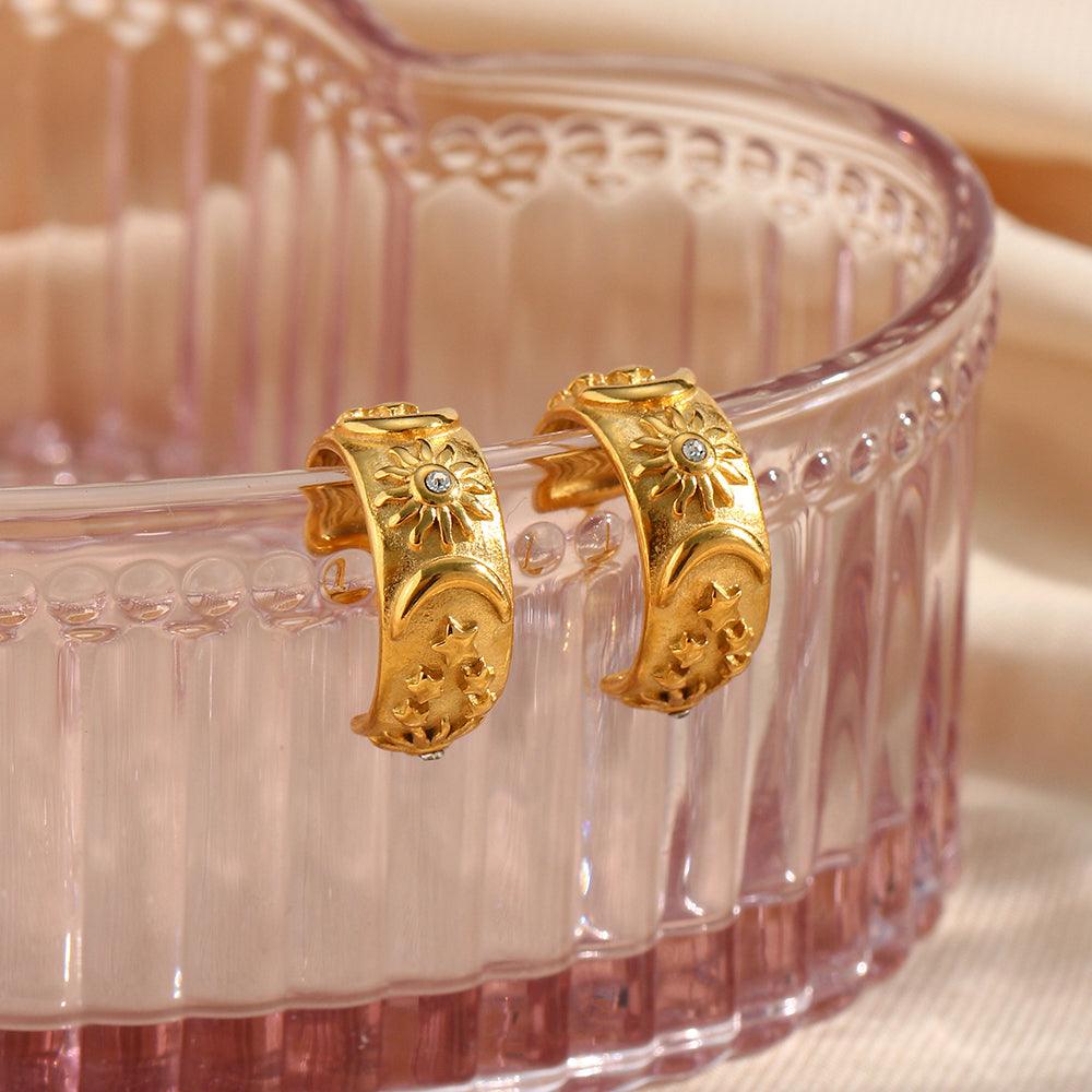Jordan Celestial Hoop Earrings / Stainless Steel - Nina Kane Jewellery