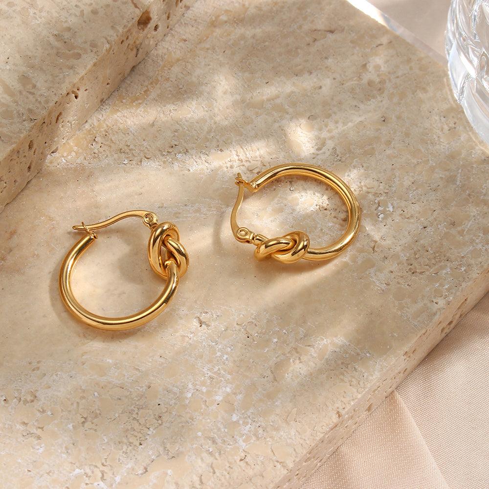 Blake Knot Hoop Earrings / 18K Gold Plated - Nina Kane Jewellery