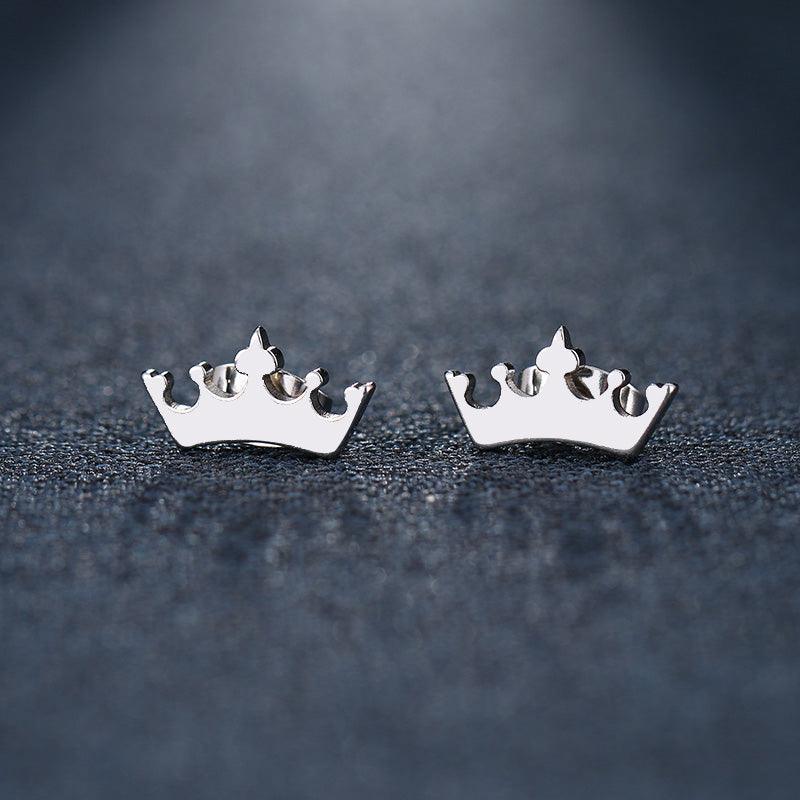 Jordan Mini Crown Stud Earrings / Stainless Steel - Nina Kane Jewellery