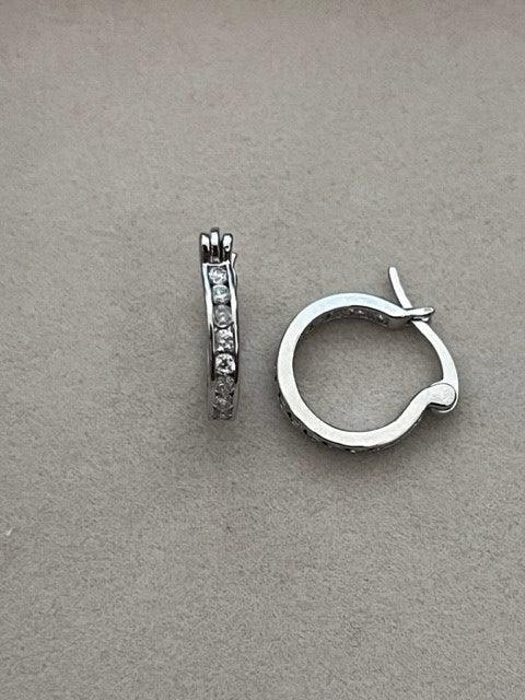 Leona Diamond Zircon Hoops / 925 Sterling Silver - Nina Kane Jewellery