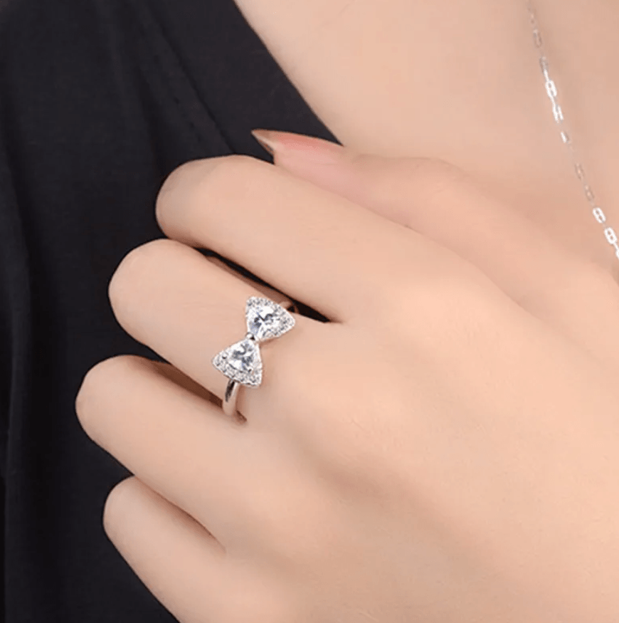 Leila Silver Diamond Bow Rings / 925 Sterling Silver - Nina Kane Jewellery