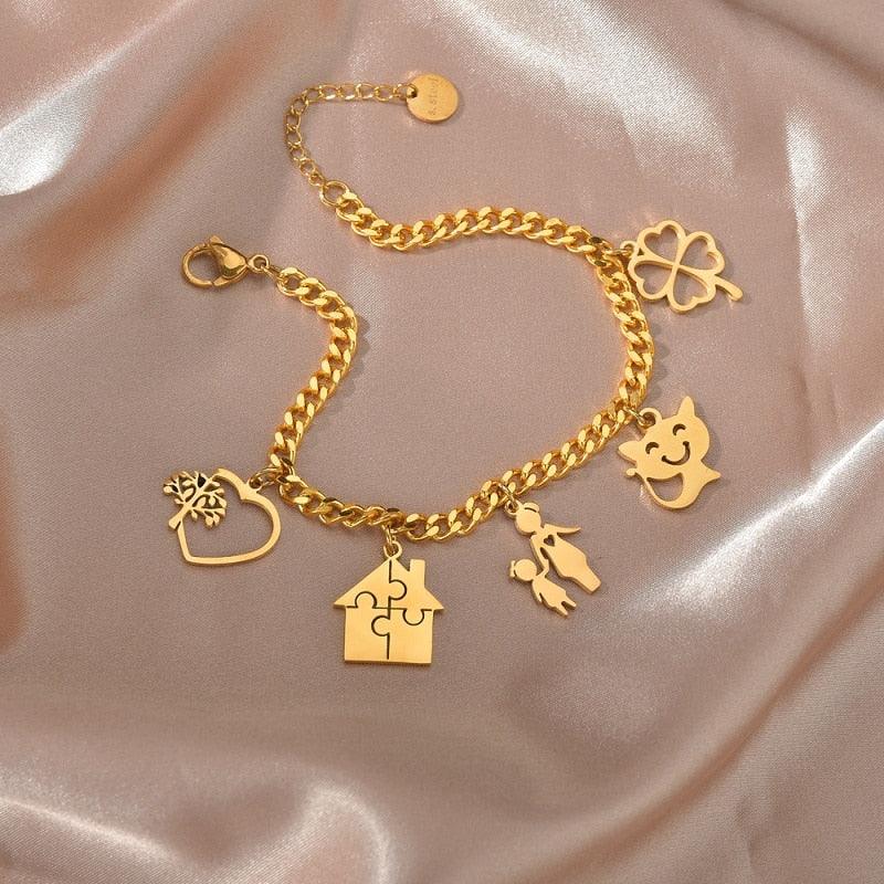 Julia Gold Charm Bracelet / Stainless Steel - Nina Kane Jewellery