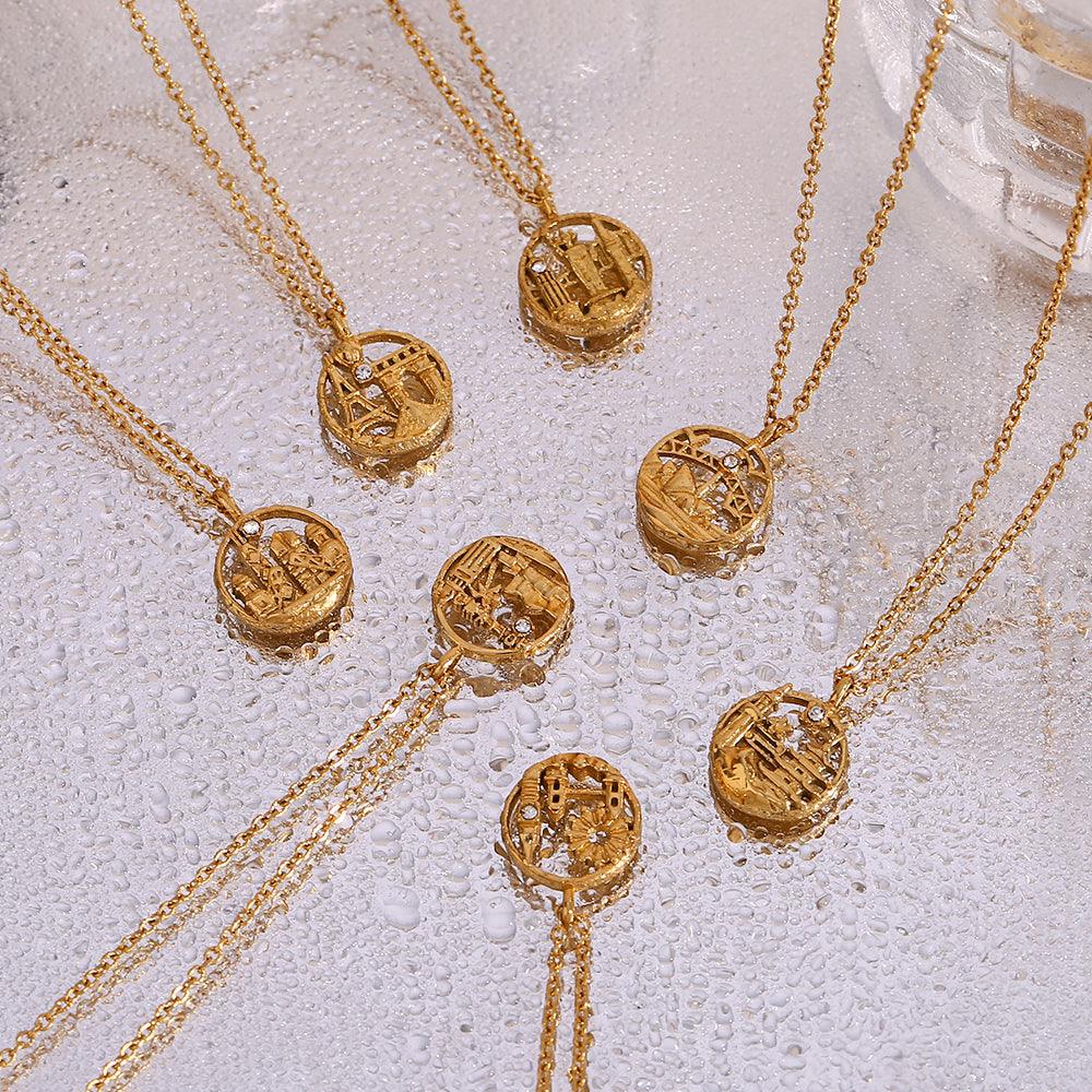 The Famous City's Pendants / 18K Gold Plated - Nina Kane Jewellery