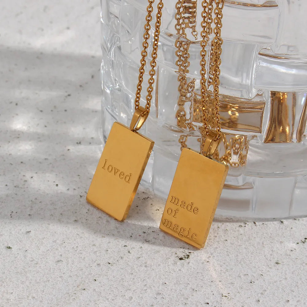 Demeter Feel Good Square Pendants / 18K Gold Plated - Nina Kane Jewellery